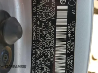 2016 Toyota Prius Two z VIN JTDKBRFU2G3020745, wystawiony jako Copart lot #58705525 z przebiegiem 134 564 mil mil oraz Tytuł czysty. Historia ofert i sprzedaży dostępna na DreamBid. Obrazek 12.