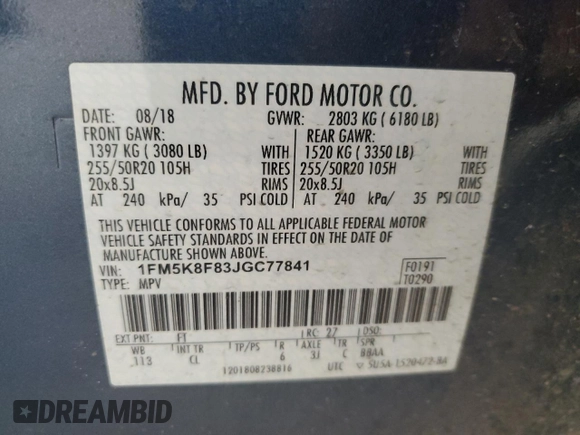 2018 Ford Explorer Limited with VIN 1FM5K8F83JGC77841, listed as a Copart auction lot 51765965 with 145,624 mi miles and Salvage Title. Bid and sale history available at carsss.com. Image 13.