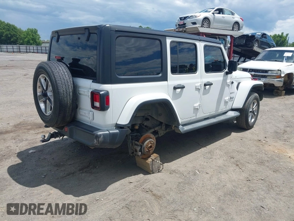2019 Jeep Wrangler Unlimited Sahara with VIN 1C4HJXEN7KW535887, listed as a IAAI auction lot 42217440 with 91,226 mi miles and . Bid and sale history available at DreamBid. Image 4.