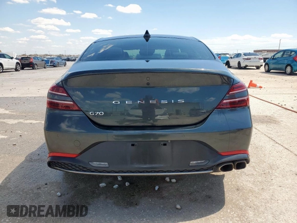 2023 Genesis G70 2.0T with VIN KMTG34TA7PU133747, listed as a Copart auction lot 56338345 with 27,190 mi miles and Salvage title. Bid and sale history available at DreamBid. Image 6.