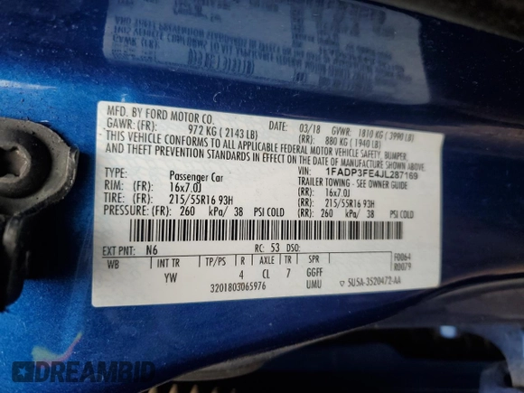 2018 Ford Focus SE with VIN 1FADP3FE4JL287169, listed as a Copart auction lot 53181935 with 134,656 mi miles and Clean Title. Bid and sale history available at carsss.com. Image 12.