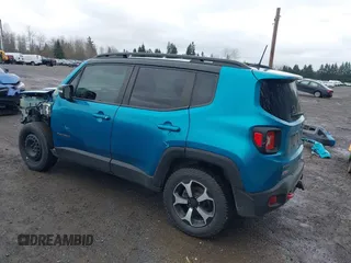 2021 Jeep Renegade Trailhawk with VIN ZACNJDC15MPN30461, listed as a IAAI auction lot 41846420 with 53,458 mi miles and . Bid and sale history available at DreamBid. Image 3.