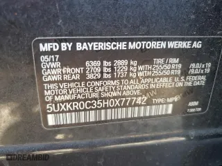2017 BMW X5 xDrive35i with VIN 5UXKR0C35H0X77742, listed as a Copart auction lot 47163875 with 131,515 mi miles and Salvage Title. Bid and sale history available at carsss.com. Image 13.