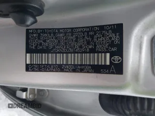 2011 Toyota Prius I with VIN JTDKN3DU3B1452918, listed as a IAAI auction lot 41513974 with 345,329 mi miles and . Bid and sale history available at DreamBid. Image 9.
