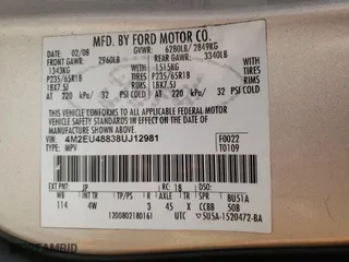 2008 Mercury Mountaineer Premier with VIN 4M2EU48838UJ12981, listed as a Copart auction lot 75726834 with 160,007 mi miles and Salvage Title. Bid and sale history available at carsss.com. Image 13.