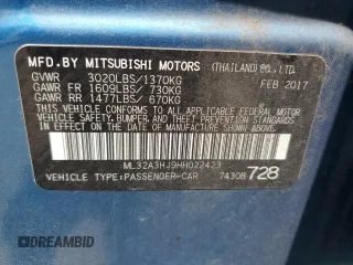 2017 Mitsubishi Mirage ES z VIN ML32A3HJ9HH022423, wystawiony jako Copart lot #53426955 z przebiegiem 89 140 mil mil oraz Szkoda całkowita • Salvage title. Historia ofert i sprzedaży dostępna na DreamBid. Obrazek 13.