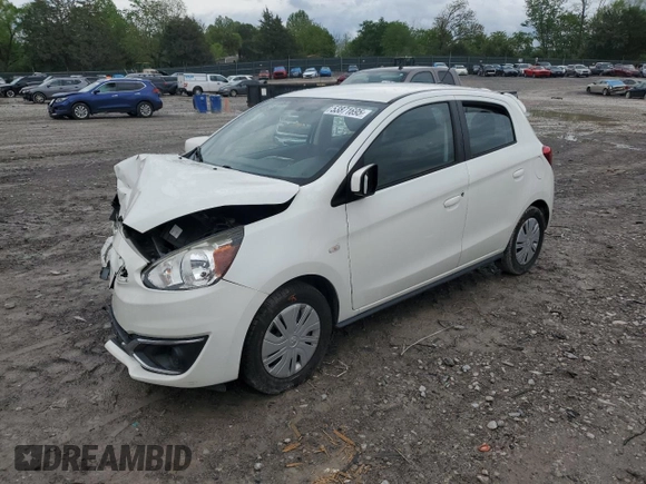 2020 Mitsubishi Mirage ES z VIN ML32A3HJ6LH010710, wystawiony jako Copart lot #53871695 z przebiegiem 61 487 mil mil oraz Szkoda całkowita • Salvage title. Historia ofert i sprzedaży dostępna na DreamBid. Obrazek 1.
