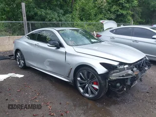 2019 Infiniti Q60 Red Sport 400 with VIN JN1FV7EL3KM440493, listed as a IAAI auction lot 39517787 with 96,297 mi miles and . Bid and sale history available at DreamBid. Image 1.