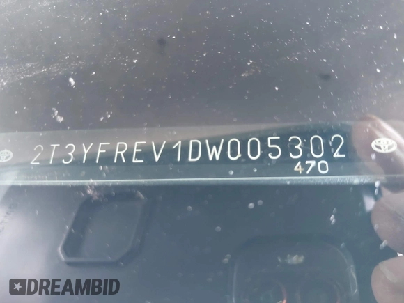2013 Toyota RAV4 Limited with VIN 2T3YFREV1DW005302, listed as a IAAI auction lot 42581916 with 225,235 mi miles and . Bid and sale history available at DreamBid. Image 9.
