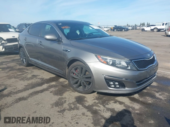 2015 Kia Optima SXL Turbo with VIN 5XXGR4A60FG413655, listed as a IAAI auction lot 41652388 with 134,642 mi miles and . Bid and sale history available at DreamBid. Image 1.
