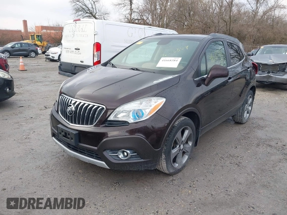 2013 Buick Encore Leather with VIN KL4CJCSB0DB144646, listed as a IAAI auction lot 41668384 with 122,082 mi miles and . Bid and sale history available at carsss.com. Image 2.