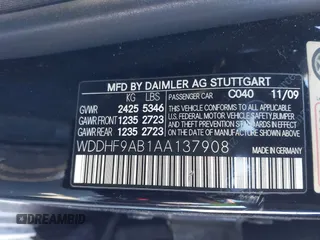 2010 Mercedes-Benz E 550 Luxury with VIN WDDHF9AB1AA137908, listed as a IAAI auction lot 41629606 with 141,060 mi miles and . Bid and sale history available at DreamBid. Image 9.
