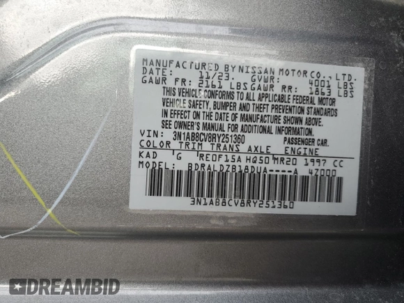 2024 Nissan Sentra SV with VIN 3N1AB8CV8RY251360, listed as a Copart auction lot 75135664 with Not Provided miles and Non Repairable. Bid and sale history available at DreamBid. Image 12.
