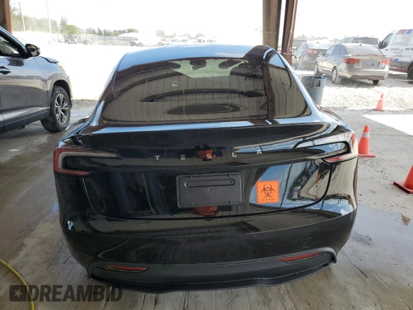 2025 Tesla Model 3 Long Range with VIN 5YJ3E1EA3SF942442, listed as a Copart auction lot 57716185 with Not provided miles and Non repairable. Bid and sale history available at DreamBid. Image 6.
