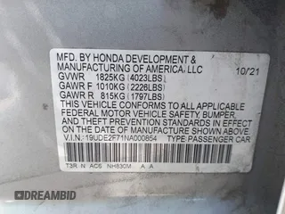 2022 Acura ILX Premium with VIN 19UDE2F71NA000854, listed as a IAAI auction lot 42038887 with 52,031 mi miles and . Bid and sale history available at DreamBid. Image 9.