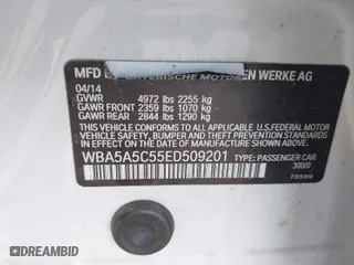 2014 BMW 5 Series 528i with VIN WBA5A5C55ED509201, listed as a IAAI auction lot 41101093 with 1 mi miles. Bid and sale history available at carsss.com. Image 9.