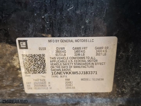 2018 Chevrolet Traverse High Country with VIN 1GNEVKKW5JJ183371, listed as a Copart auction lot 42368045 with 99,574 mi miles and Non Repairable. Bid and sale history available at carsss.com. Image 14.