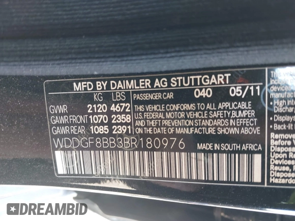 2011 Mercedes-Benz C 300 Sport z VIN WDDGF8BB3BR180976, wystawiony jako IAAI lot #41888785 z przebiegiem 47 532 mil mil oraz . Historia ofert i sprzedaży dostępna na DreamBid. Obrazek 9.