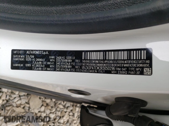 2024 Alfa Romeo Tonale Ti z VIN ZASPATCW2R3050296, wystawiony jako Copart lot #46153295 z przebiegiem 7 440 mil mil oraz Szkoda całkowita • Salvage title. Historia ofert i sprzedaży dostępna na DreamBid. Obrazek 14.