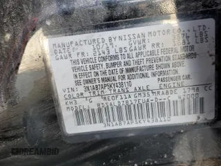 2019 Nissan Sentra SV with VIN 3N1AB7AP5KY438110, listed as a Copart auction lot 50462135 with 47,268 mi miles and Salvage Title. Bid and sale history available at carsss.com. Image 12.