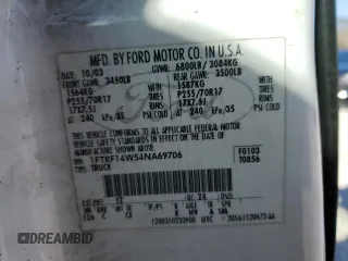 2004 Ford F-150 XL z VIN 1FTRF14W54NA69706, wystawiony jako Copart lot #41379725 z przebiegiem 234 027 mil mil oraz Nie do naprawy • Non repairable. Historia ofert i sprzedaży dostępna na DreamBid. Obrazek 13.