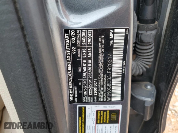 2020 Mercedes-Benz GLC 300 with VIN W1N0G8DB3LF820217, listed as a Copart auction lot 64338035 with Not provided miles and Clean title. Bid and sale history available at DreamBid. Image 13.
