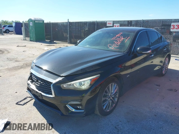 2018 Infiniti Q50 Luxe with VIN JN1EV7AP1JM351430, listed as a IAAI auction lot 42209857 with 119,531 mi miles and . Bid and sale history available at carsss.com. Image 2.