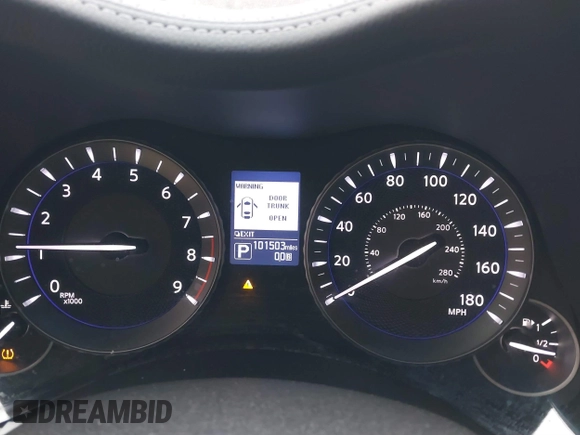 2015 Infiniti Q70 with VIN JN1BY1PRXFM832185, listed as a IAAI auction lot 41801058 with 101,503 mi miles and . Bid and sale history available at DreamBid. Image 7.
