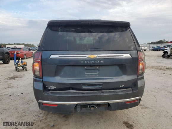 2021 Chevrolet Tahoe LT with VIN 1GNSCNKD5MR252123, listed as a Copart auction lot 42582425 with 114,130 mi miles and Salvage Title. Bid and sale history available at carsss.com. Image 6.