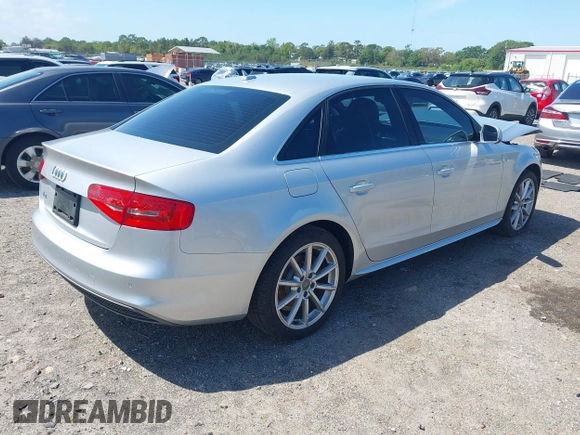 2014 Audi A4 Premium Plus with VIN WAUEFAFL6EN005948, listed as a IAAI auction lot 41923138 with 129,715 mi miles. Bid and sale history available at carsss.com. Image 4.