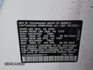 2022 Volkswagen Atlas SE with VIN 1V2JP2CA5NC554171, listed as a Copart auction lot 46822345 with 60,907 mi miles and Clean title. Bid and sale history available at DreamBid. Image 13.