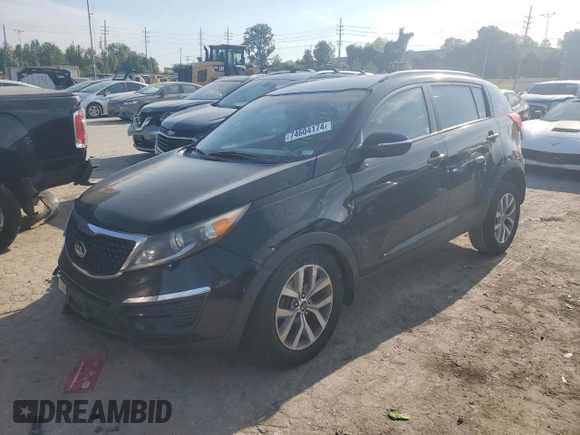 2015 Kia Sportage LX with VIN KNDPB3AC7F7780369, listed as a Copart auction lot 74604174 with 166,561 mi miles and Salvage Title. Bid and sale history available at carsss.com. Image 1.