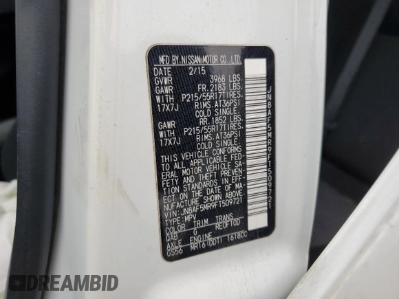 2015 Nissan Juke S with VIN JN8AF5MR9FT509721, listed as a Copart auction lot 87634355 with 131,191 mi miles and Salvage Title. Bid and sale history available at carsss.com. Image 12.