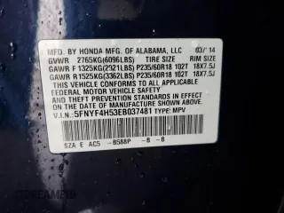 2014 Honda Pilot EX-L with VIN 5FNYF4H53EB037481, listed as a Copart auction lot 47486275 with 158,299 mi miles and Salvage Title. Bid and sale history available at carsss.com. Image 14.