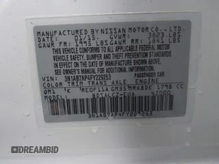 2015 Nissan Sentra S with VIN 3N1AB7AP4FY229253, listed as a IAAI auction lot 42046967 with 63,993 mi miles. Bid and sale history available at carsss.com. Image 9.