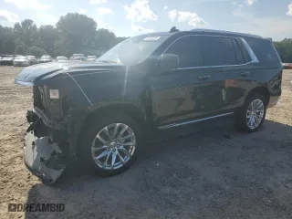 2023 Cadillac Escalade 4WD Premium Luxury with VIN 1GYS4BKLXPR352812, listed as a Copart auction lot 63633554 with 12,434 mi miles and Salvage Title. Bid and sale history available at carsss.com. Image 1.