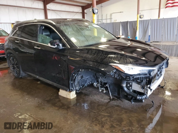 2021 Infiniti QX50 Luxe with VIN 3PCAJ5BB9MF119427, listed as a Copart auction lot 55217265 with 40,677 mi miles and Salvage Title. Bid and sale history available at DreamBid. Image 4.