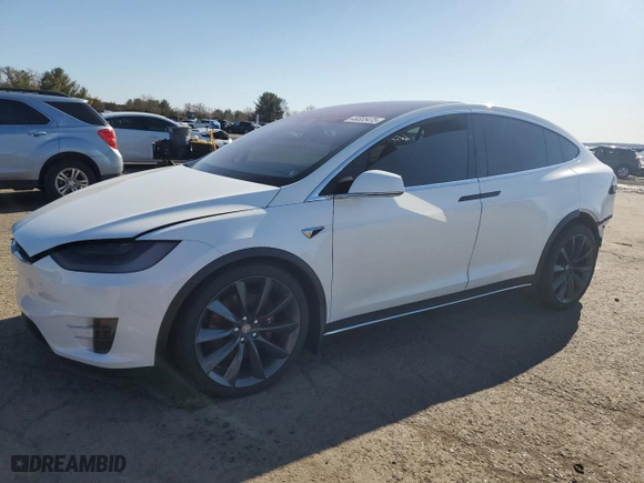 2017 Tesla Model X 90D with VIN 5YJXCBE21HF044498, listed as a Copart auction lot 49305475 with 86,064 mi miles and Salvage Title. Bid and sale history available at carsss.com. Image 1.
