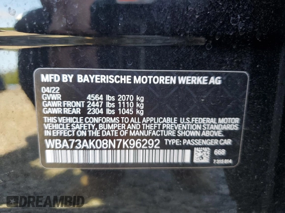 2022 BMW 2 Series 228i xDrive with VIN WBA73AK08N7K96292, listed as a Copart auction lot 69894283 with 14,779 mi miles. Bid and sale history available at carsss.com. Image 14.