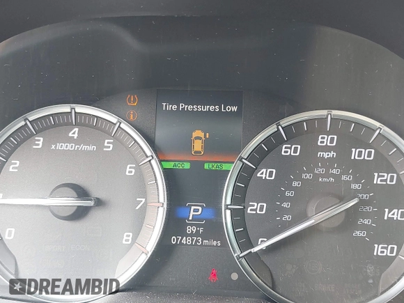 2020 Acura MDX with VIN 5J8YD3H39LL016466, listed as a IAAI auction lot 42376611 with 74,873 mi miles and . Bid and sale history available at DreamBid. Image 7.
