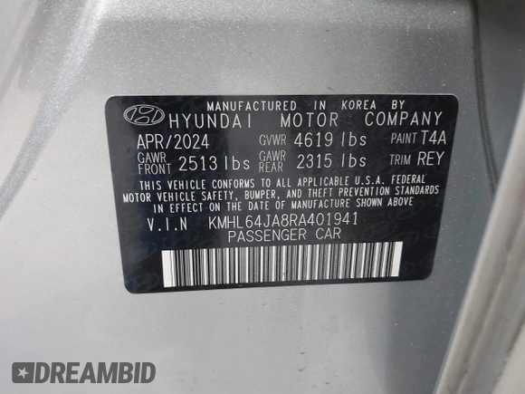 2024 Hyundai Sonata SEL z VIN KMHL64JA8RA401941, wystawiony jako IAAI lot #42085349 z przebiegiem 3 722 mil mil oraz . Historia ofert i sprzedaży dostępna na DreamBid. Obrazek 9.
