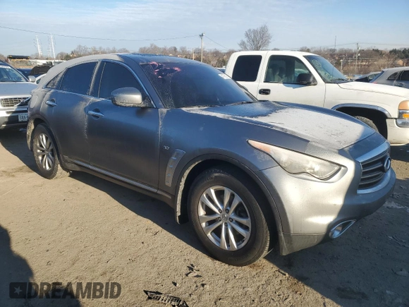 2014 Infiniti QX70 with VIN JN8CS1MU0EM452061, listed as a Copart auction lot 41790215 with 122,408 mi miles and Salvage Title. Bid and sale history available at DreamBid. Image 4.