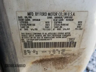 1999 Ford Super Duty F-250 XL with VIN 1FTNF20F2XEB83077, listed as a Copart auction lot 78258614 with 336,973 mi miles and Salvage Title. Bid and sale history available at carsss.com. Image 12.