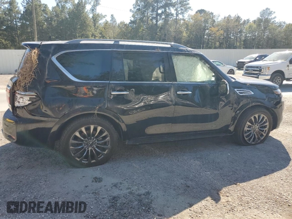 2023 Nissan Armada Platinum with VIN JN8AY2DA5P9403140, listed as a Copart auction lot 76986714 with 25,852 mi miles and Salvage Title. Bid and sale history available at carsss.com. Image 3.