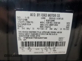 2019 Ford Explorer Platinum с VIN 1FM5K8HT6KGA57340, выставлен на аукционе Copart как лот 57038705 с пробегом 83 225 миль миль и Списание • Salvage title. История ставок и продаж доступна на DreamBid. Изображение 14.