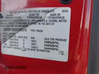 2003 Chevrolet Silverado 1500 LS with VIN 2GCEK19V531282018, listed as a IAAI auction lot 41774997 with 199,066 mi miles. Bid and sale history available at carsss.com. Image 9.