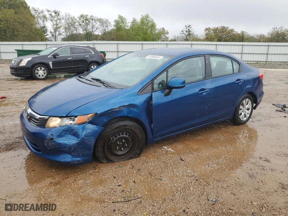 2012 Honda Civic Sdn LX with VIN 19XFB2F59CE069090, listed as a Copart auction lot 49880845 with 117,295 mi miles and Salvage Title. Bid and sale history available at carsss.com. Image 1.