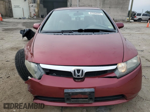 2007 Honda Civic Sdn LX with VIN 1HGFA165X7L120334, listed as a Copart auction lot 47234225 with 74,383 mi miles and Salvage Title. Bid and sale history available at carsss.com. Image 5.