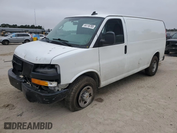 2021 Chevrolet Express Cargo with VIN 1GCWGAFP2M1217923, listed as a Copart auction lot 44116785 with 277,325 mi miles and Salvage title. Bid and sale history available at DreamBid. Image 1.