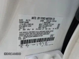 2021 Ford Mustang Mach-E California Route 1 with VIN 3FMTK2R70MMA34120, listed as a Copart auction lot 87469214 with 43,020 mi miles and Salvage Title. Bid and sale history available at DreamBid. Image 14.